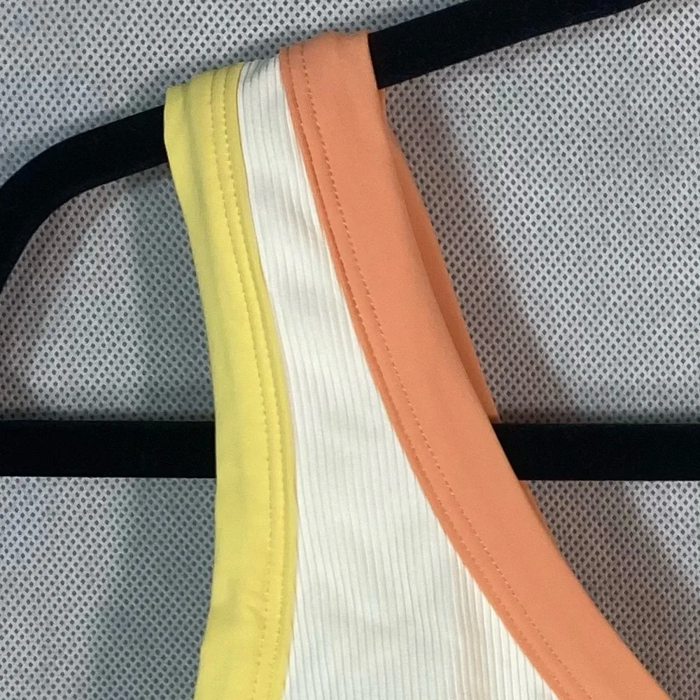 L*Space Ribbed Lala Bikini Top Cream Lemon Orange Large NWT Summer Swimwear NWT